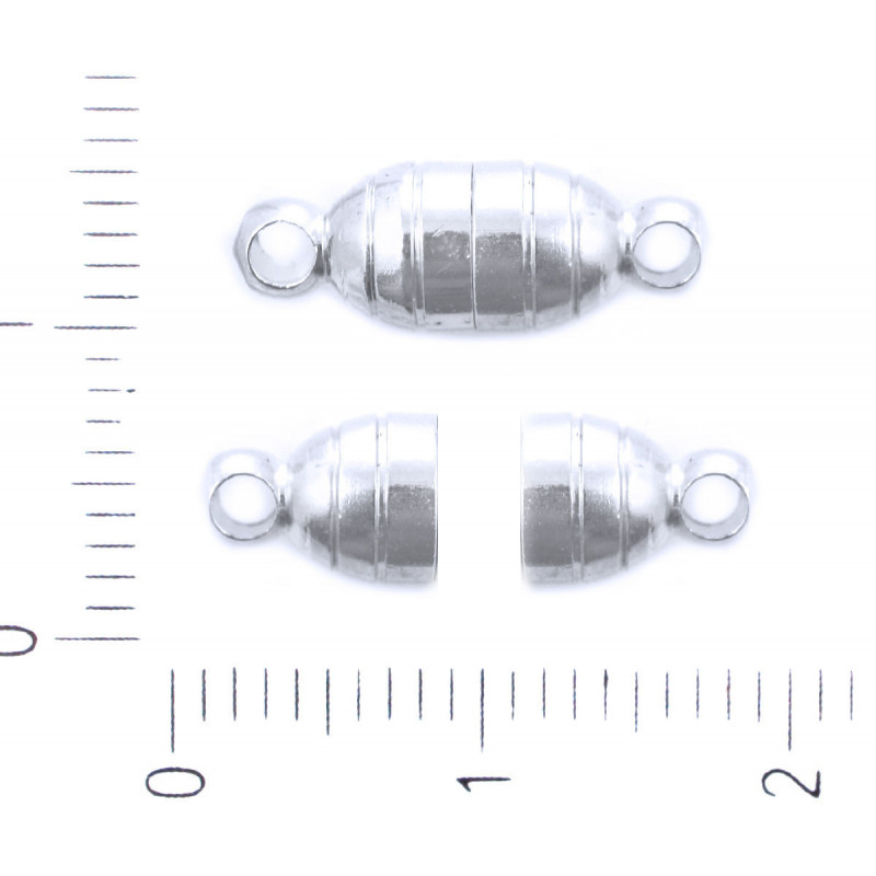 Kovové oválné magnetické zapínání na náramky řetízky náramky stříbrné, rozměry 15 mm x 5 mm 2 kusy