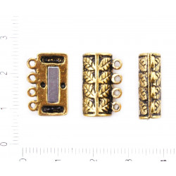 Magnetická spona se čtyřmi očky na náramky řetízky náhrdelníky starožitný zlatý vzhled rozměry 17, 5 mm x 14 mm x 6 mm dírka 1