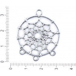 Náušnicové ramínko starožitný vzhled stříbrné, kulaté, se třemi očky náušnice lapač snů, rozměry 28 mm x 34 mm dírka 2 mm 4 kusy