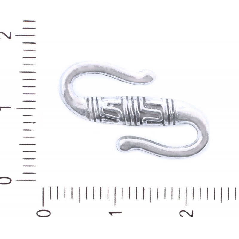 Stříbrné koncovky ve tvaru písmene "S", svorky háčky starožitný vzhled rozměry 12 mm x 22 mm x 4 mm 6 kusů