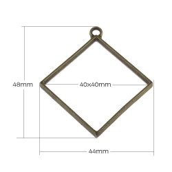 Hranaté rámečky starožitný vzhled bronzové, pro epoxidovou pryskyřici bez zadní strany výroba šperků, tvoření, 2 kusy