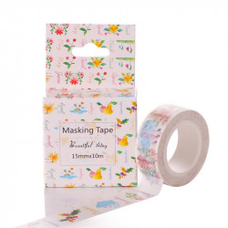 Lepicí dekorační washi páska motiv - roční období, kotouč papírové lepicí pásky nálepky scrapbooking šířka 15 mm 10 m