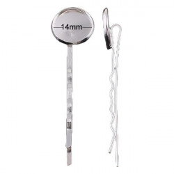 Kovová sponka do vlasů, vlásenka s lůžkem pro výrobu ozdob do vlasů, stříbrná barva rozměry 7 mm x 19 mm x 4 mm dírka 1 mm 6