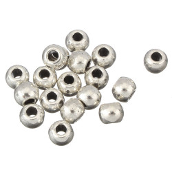 Kovové korálky kulaté, stříbrný starožitný vzhled s velkou dírkou velikost 6 mm x 8 mm dírka 3 mm 14 kusů