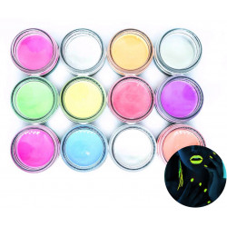 Pudr na nehty 12 barev UV chameleon fluorescentní, třpytivý, na manikúru make-up zdobení vlasů