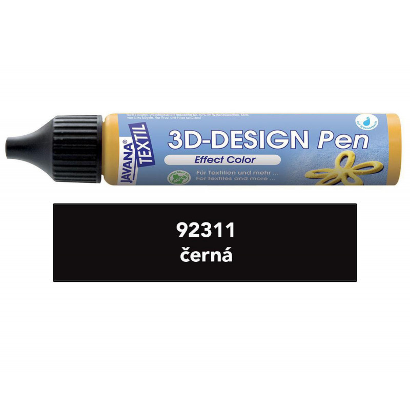 3D Design Pen na světlý a tmavý textil 29 ml černá