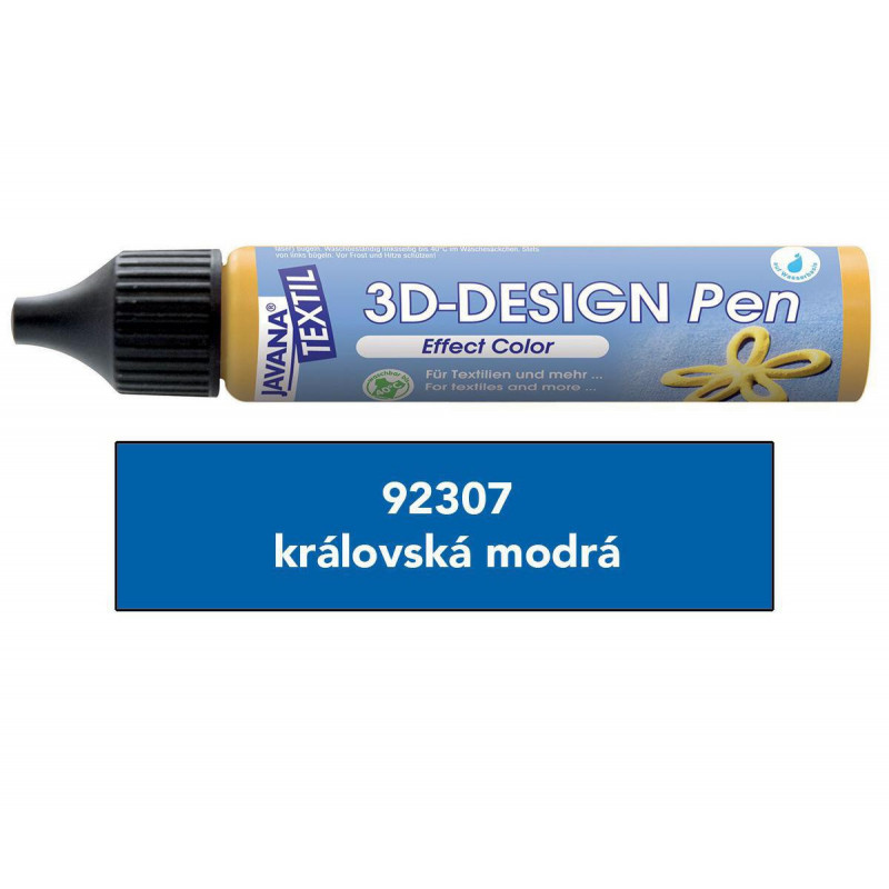 3D Design Pen na světlý a tmavý textil 29 ml královská modrá