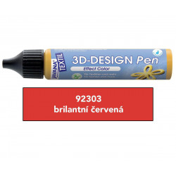 3D Design Pen na světlý a tmavý textil 29 ml brilantní červená