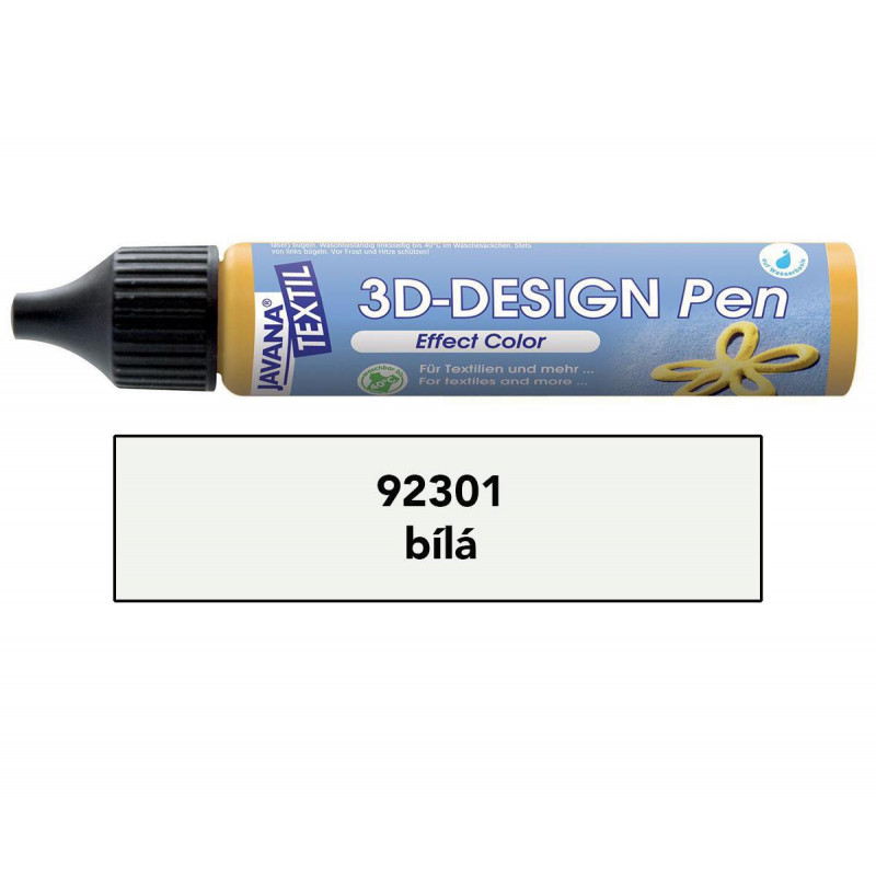 3D Design Pen na světlý a tmavý textil 29 ml bílý