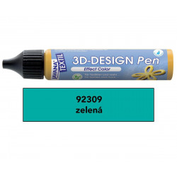 3D Design Pen na světlý a tmavý textil 29 ml zelená