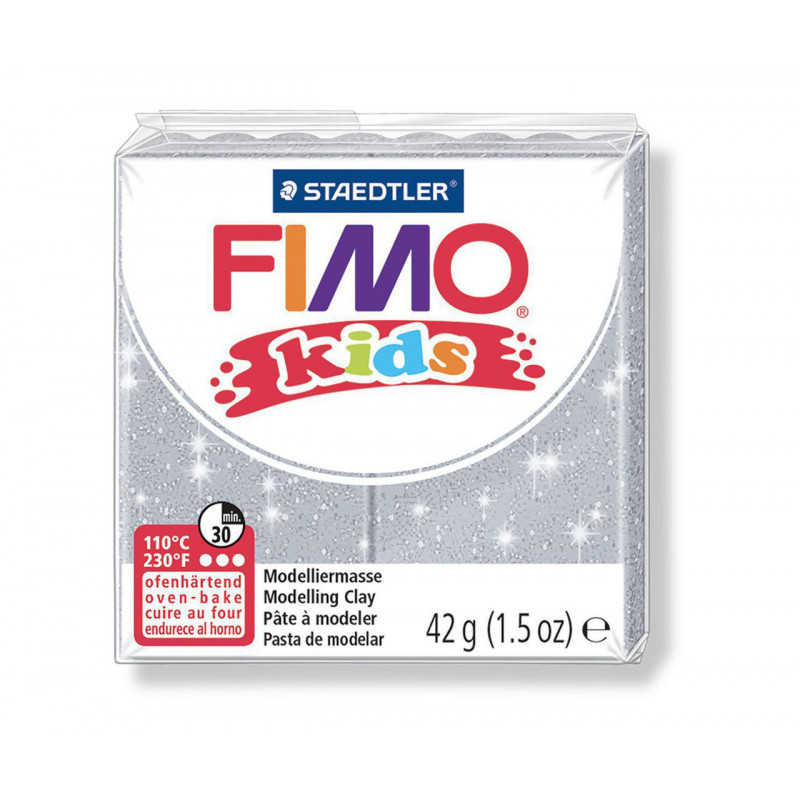 FIMO kids 42g - dětská modelovací hmota stříbrná se třpytkami