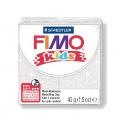 FIMO kids 42g - dětská modelovací hmota bílá se třpytkami