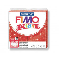 FIMO kids 42g - dětská modelovací hmota červená se třpytkami