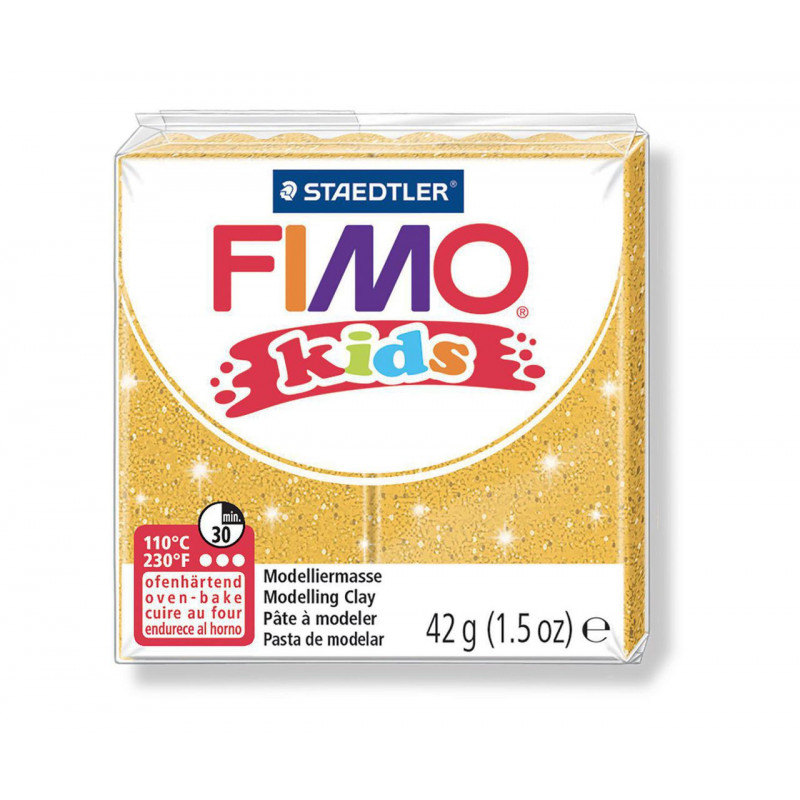 FIMO kids 42g - dětská modelovací hmota zlatá se třyptkami