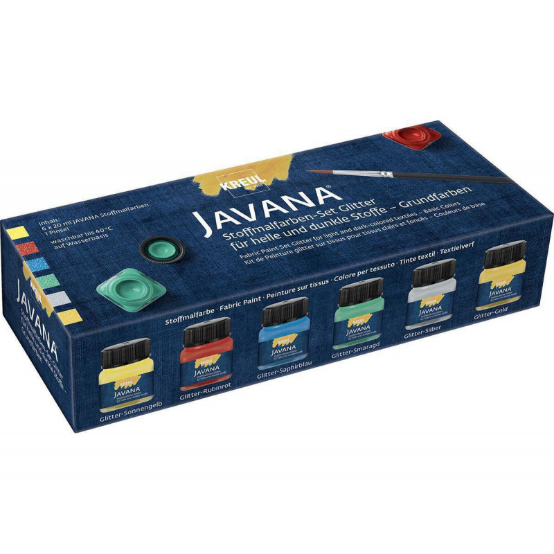 Sada Barva na textil třpytivá JAVANA 6 x 20 ml - základní