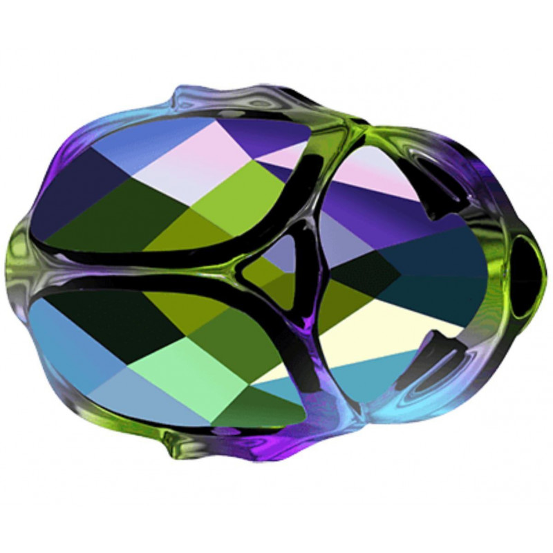 Broušený SWAROVSKI krystal / korálek ve tvaru skarabea průhledný, kovově 5728 velikost 12 mm 2 kusy