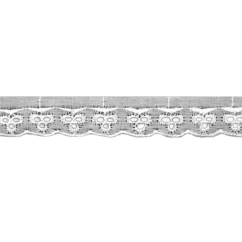 13.1m White Madeira - Štykování Šíře 25mm Madeiry Polyesterové, Krajky Textilní Galanterie