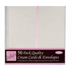 10x21cm Přání A Obálky 50ks (240g/m2) Krémové, Docrafts Obdélníkové, Blahopřání, Scrapbooking Papír