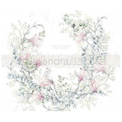 Jednostranný Papír Na Scrapbook (1ks) Wreath With Magnolia Renke Alexandra 30 30 Příroda Papíry Listy Potiskem Scrapbooking