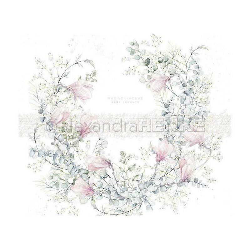 Jednostranný Papír Na Scrapbook (1ks) Wreath With Magnolia Renke Alexandra 30 30 Příroda Papíry Listy Potiskem Scrapbooking