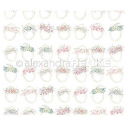 Jednostranný Papír Na Scrapbook (1ks) Eggs With Wreaths Renke Alexandra 30 30 Vzory Papíry Listy Potiskem Scrapbooking