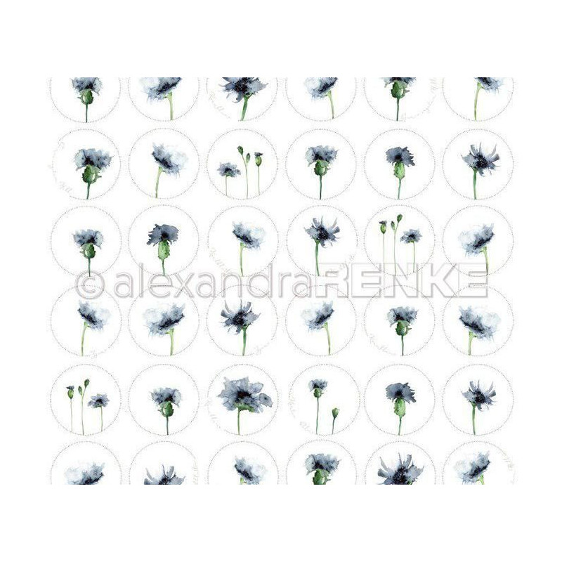 Jednostranný Papír Na Scrapbook (1ks) Cornflowers Circles Renke Alexandra 30 30 Příroda Papíry Listy Potiskem Scrapbooking