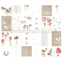 Jednostranný Papír Na Scrapbook (1ks) Cards Sheet Mushrooms International Renke Alexandra 30 30 Příroda Papíry Listy Potiskem