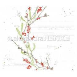 Jednostranný Papír Na Scrapbook (1ks) Watercolor Mistletoe Green Red International Renke Alexandra 30 30 Příroda Papíry Listy