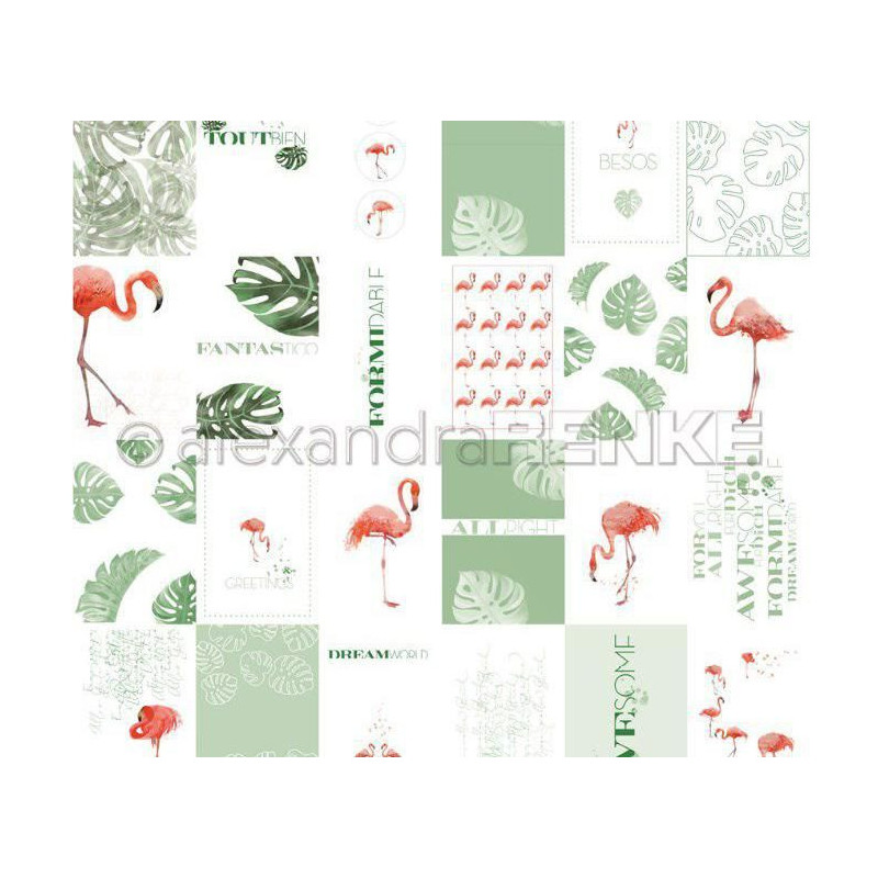 Jednostranný Papír Na Scrapbook (1ks) Card Sheet Flamingo International Renke Alexandra 30 30 Zvířata Papíry Listy Potiskem