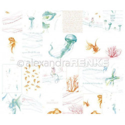 Jednostranný Papír Na Scrapbook (1ks) Card Sheet Colorful Water World Renke Alexandra 30 30 Zvířata Papíry Listy Potiskem