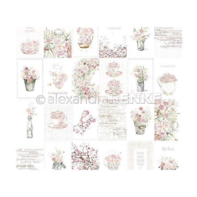 Jednostranný Papír Na Scrapbook (1ks) Card Sheet Rose Flower Arrangements International Renke Alexandra 30 30 Kartičky Papíry