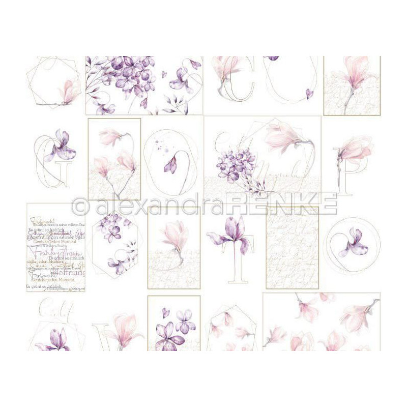 Jednostranný Papír Na Scrapbook (1ks) Card Sheet Rose Flower Geometry Renke Alexandra 30 30 Příroda Papíry Listy Potiskem