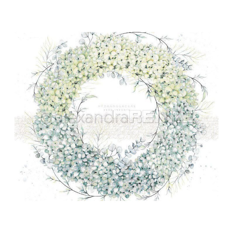 Jednostranný Papír Na Scrapbook (1ks) Hydrangeas Wreath Renke Alexandra 30 30 Příroda Papíry Listy Potiskem Scrapbooking