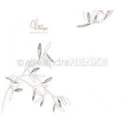 Jednostranný Papír Na Scrapbook (1ks) Olive & Beige Olive Branches Renke Alexandra 30 30 Příroda Papíry Listy Potiskem