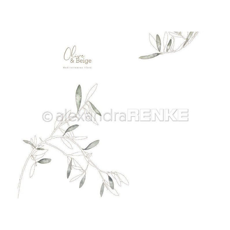 Jednostranný Papír Na Scrapbook (1ks) Olive & Beige Olive Branches Renke Alexandra 30 30 Příroda Papíry Listy Potiskem