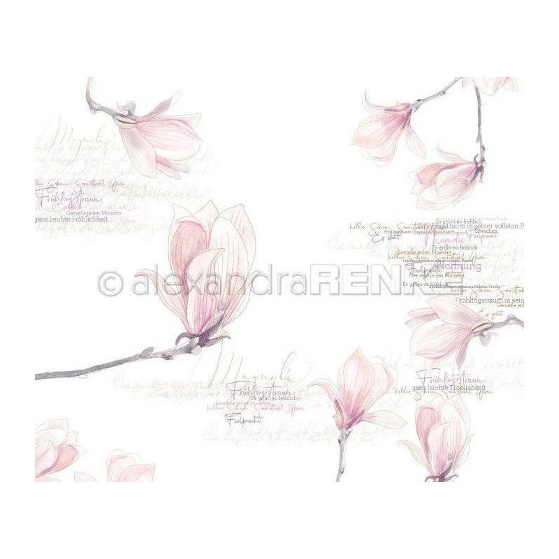 Jednostranný Papír Na Scrapbook (1ks) Magnolia Blossoms Renke Alexandra 30 30 Příroda Papíry Listy Potiskem Scrapbooking