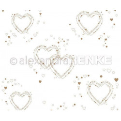 Jednostranný Papír Na Scrapbook (1ks) Heart Wreath Gold Renke Alexandra 30 30 Svatba Papíry Listy Potiskem Scrapbooking