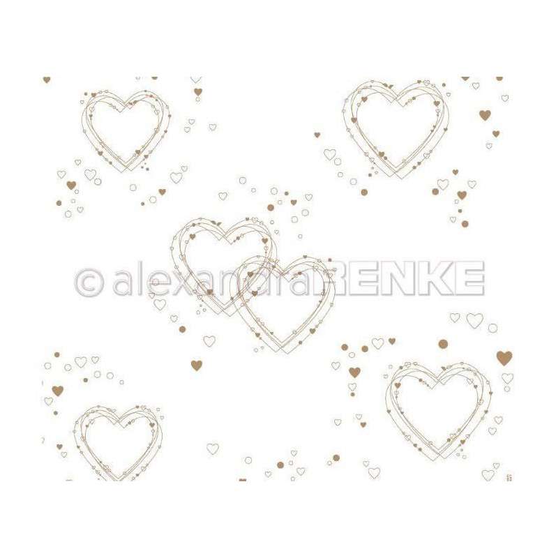 Jednostranný Papír Na Scrapbook (1ks) Heart Wreath Gold Renke Alexandra 30 30 Svatba Papíry Listy Potiskem Scrapbooking