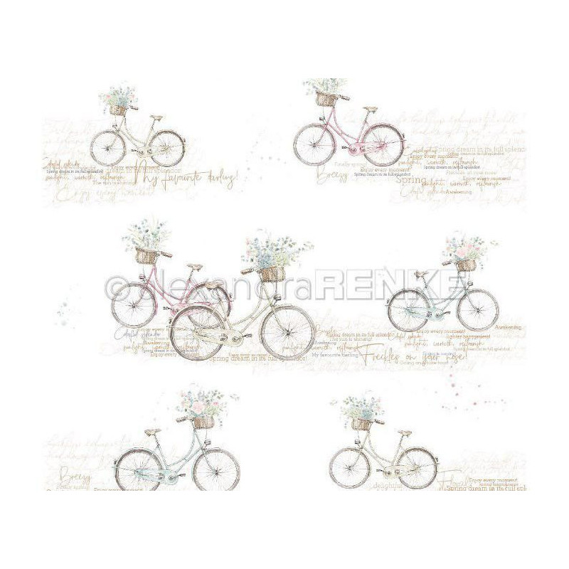 Jednostranný Papír Na Scrapbook (1ks) Flower Bicycles Renke Alexandra 30 30 Příroda Papíry Listy Potiskem Scrapbooking