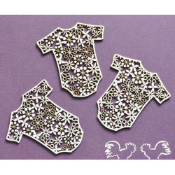 Květinové Dětské Body - Kartonové Výřezy Chipboards (3ks), Wycinanka Dekorace Ozdoby Scrapbooking Papír