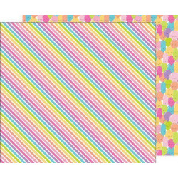 Oboustranný Papír Na Scrapbook (1ks) Rainbow Ribbons Doodlebug Design Inc., 30 x 30 Vzory Papíry Listy Potiskem Scrapbooking