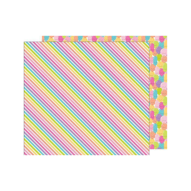 Oboustranný Papír Na Scrapbook (1ks) Rainbow Ribbons Doodlebug Design Inc., 30 x 30 Vzory Papíry Listy Potiskem Scrapbooking