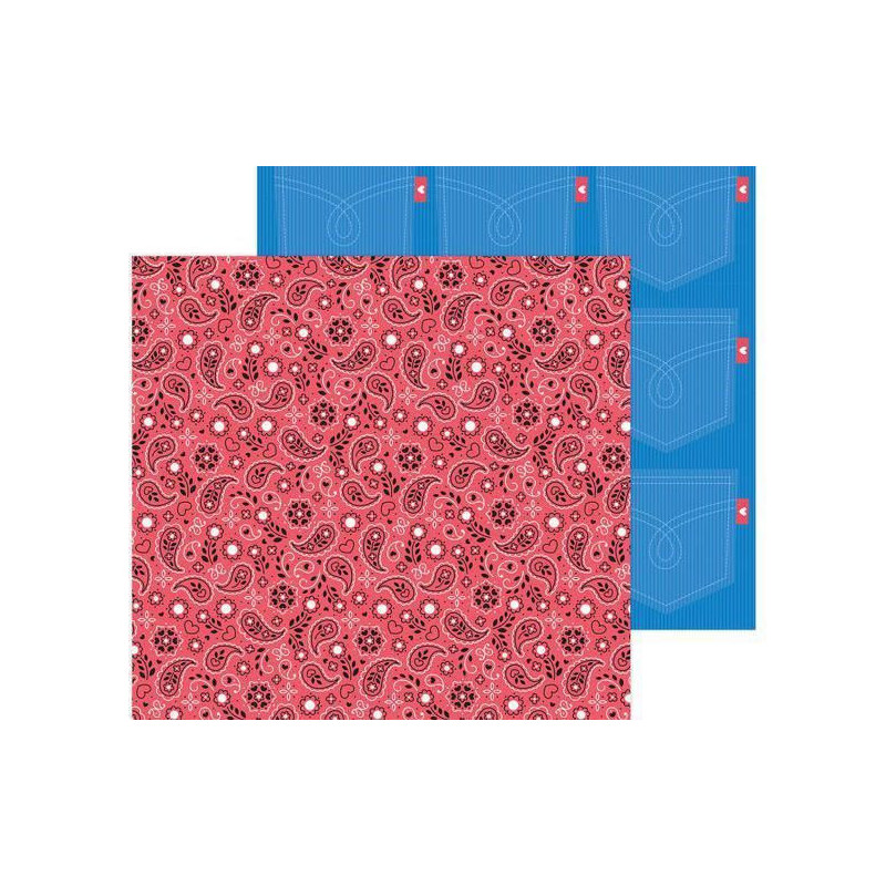 Oboustranný Papír Na Scrapbook (1ks) Red Bandana Doodlebug Design Inc., 30 x 30 Vzory Papíry Listy Potiskem Scrapbooking