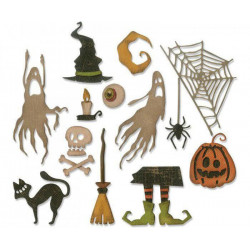 Halloween Rekvizity - Vyřezávací Kovové Šablony Thinlits (17ks), Sizzix Dekorace Big Shot Embosování, Scrapbooking Papír