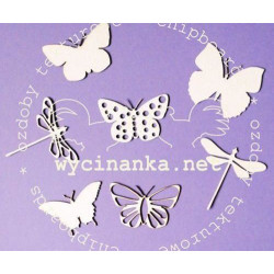 Motýli A Vážky - Kartonové Výřezy Chipboards (7ks), Wycinanka Dekorace Ozdoby Scrapbooking Papír