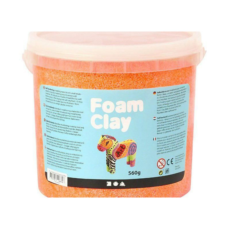 Modelovací Kuličková Hmota Samotvrdnoucí Foam Clay - Neonově Oranžová (560g), Foam Clay Modelína Kreativita Škola