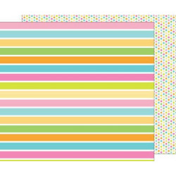 Oboustranný Papír Na Scrapbook (1ks) Fruit Stripe Doodlebug Design Inc., 30 x 30 Vzory Papíry Listy Potiskem Scrapbooking