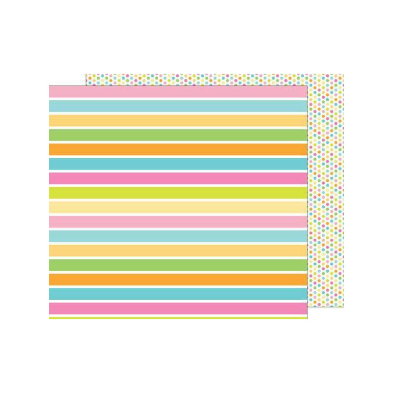 Oboustranný Papír Na Scrapbook (1ks) Fruit Stripe Doodlebug Design Inc., 30 x 30 Vzory Papíry Listy Potiskem Scrapbooking