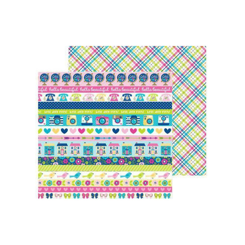 Oboustranný Papír Na Scrapbook (1ks) Poppy Plaid Doodlebug Design Inc., 30 x 30 Vzory Papíry Listy Potiskem Scrapbooking