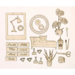 Obývací Pokoj - Kartonové Výřezy Chipboards (28ks), Scraphouse Dekorace Ozdoby Scrapbooking Papír